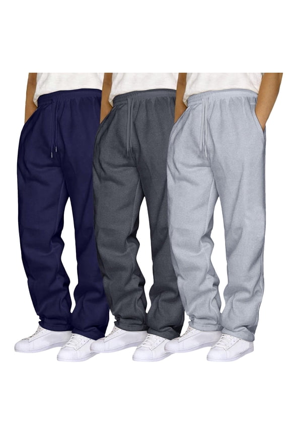 Baggy Sweatpants Men Men's Daily Wear Sweatpants Elastic Drawstring Waist Solid Color Casual Trousers(XXXL,Navy)
