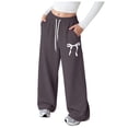 thumbnail image 1 of Soepste Girls Pants Sweat Pants For Girls Girls Bowknot Sweatpants Baggy Wide Leg Sweat Pants Teen With Pockets Mid Rise Casual Kids, 1 of 4