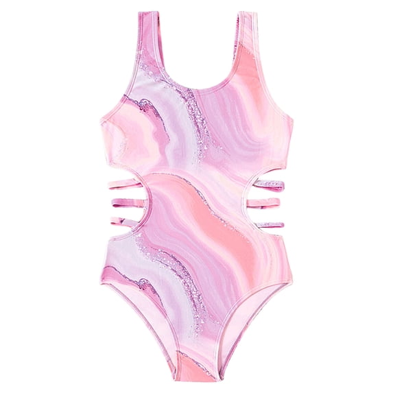 Soepste Kids Bathing Suits 4T Bathing Suits For Girls Girl Swimsuit One Piece Bathing Suit For Girls Solid Color Straps Padded Swimwear