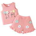 thumbnail image 1 of Soepste Ropa De NiñA Baby Girls Floral Waffle Knit Tank Shorts Set Cute Summer Outfit（9-12 Months，Pink）, 1 of 9