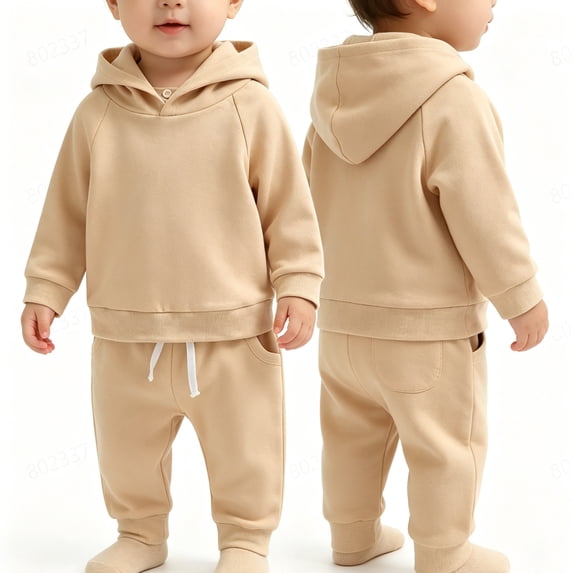 Soepste Toddler Baby Boy Hoodie Sweatshirt Drawstring Jogger Pants 2‑Pcs Outfit Long Sleeve Suit