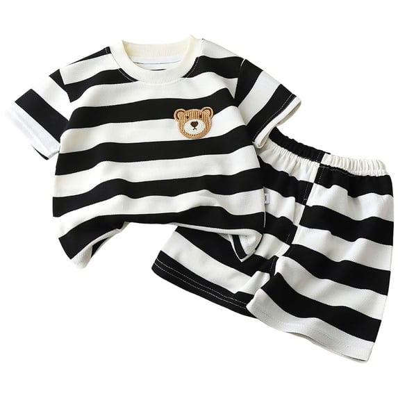 Soepste Toddler Boys Clothes 18 Months Boy Clothes Toddler Baby Boy Clothes Summer Short Sleeve Print T-Shirt Tops Color Shorts Set Casual Outfit