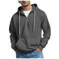 thumbnail image 1 of Soepste Waffle Shirts For Men Black Hoodie Men Mens Hoodies Pullover Quarter Zip Casaul Long Sleeve Drawstring Waffle Knit Hooded Sweatshirt With Pocket L, 1 of 5