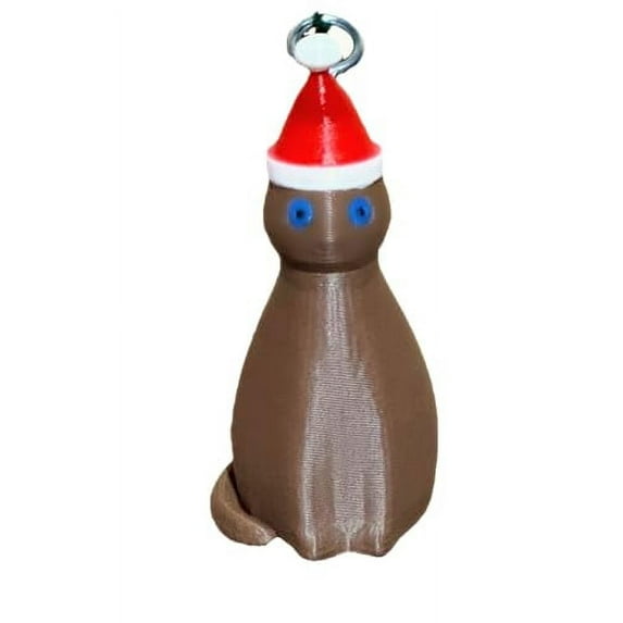 Soetta Santa Cat Christmas Tree Ornament - Made in USA - Miniature Brown Santa Cat with Hanging String (Brown Santa Cat)
