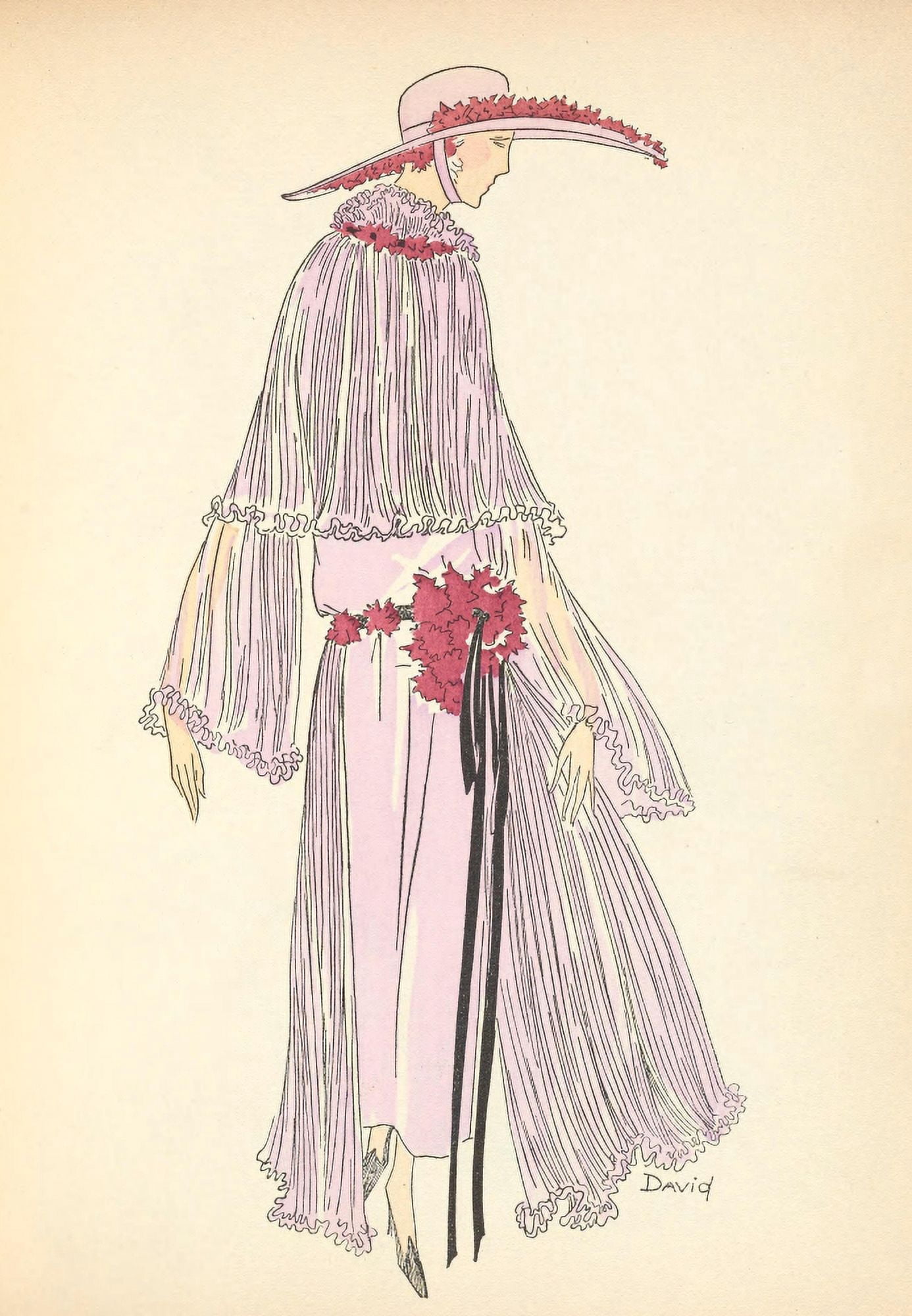 Soeurs David Gazette du Bon Ton 1921 Summer Gown 6 Canvas Art - Soeurs David (18 x 24)