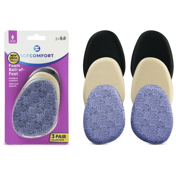 Sof Comfort Ball-of-Foot Fashion Foam Cushion 3-Pack, Women's One Size Fits All