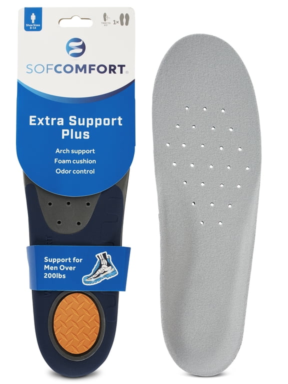 Extra Support Plus Men's Memory Foam Insole, 1 Pair, Size 8-14, Trim-to-Fit