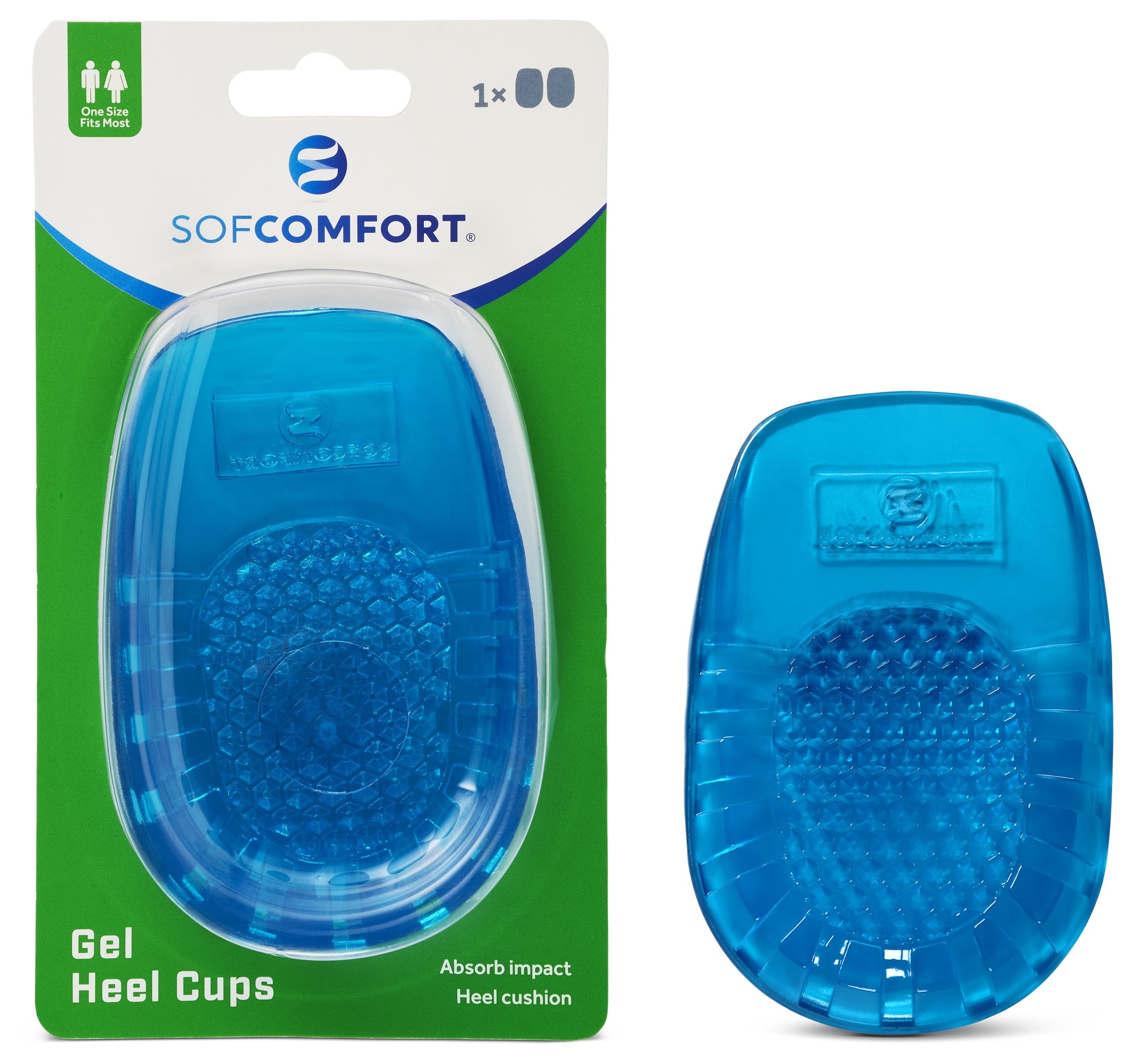 Sof Comfort Gel Heel Cup Cushion Shoe Insert, Unisex One Size Fits Most