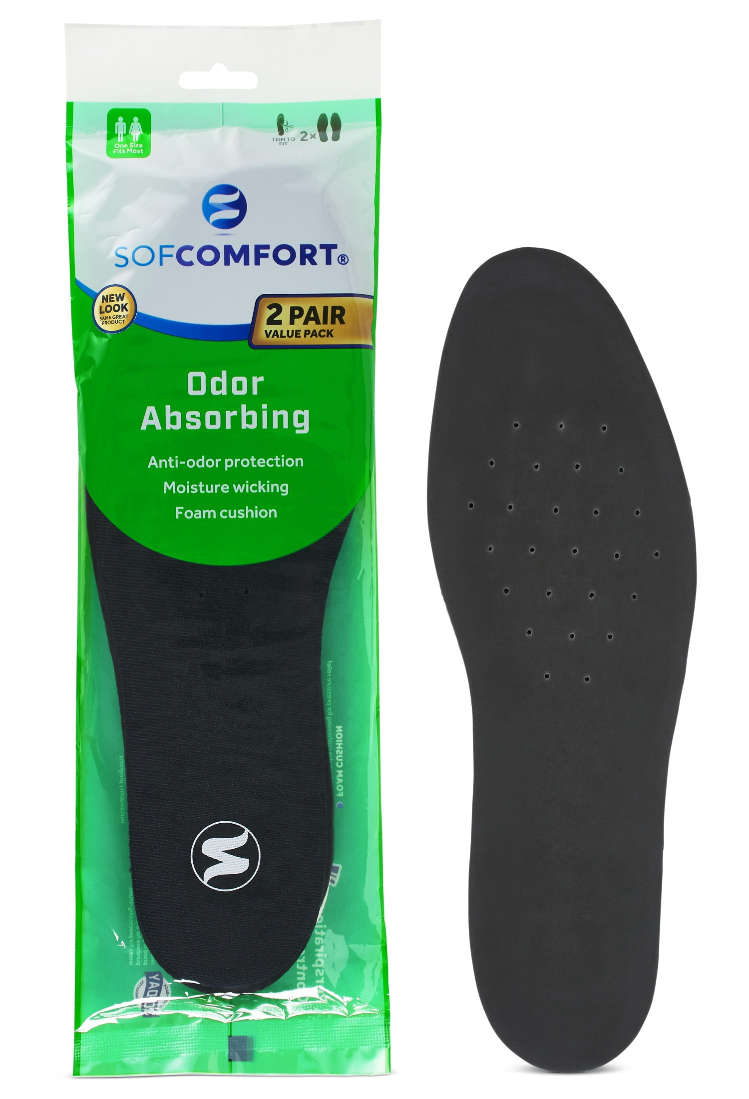Sof Comfort Odor Absorbing Foam Insole, Unisex, One Size fits Most