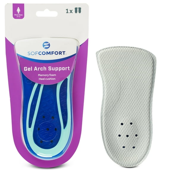Sof Comfort Gel Arch Support Memory Foam Insole Women's Size 5-10, Trim-to-Fit