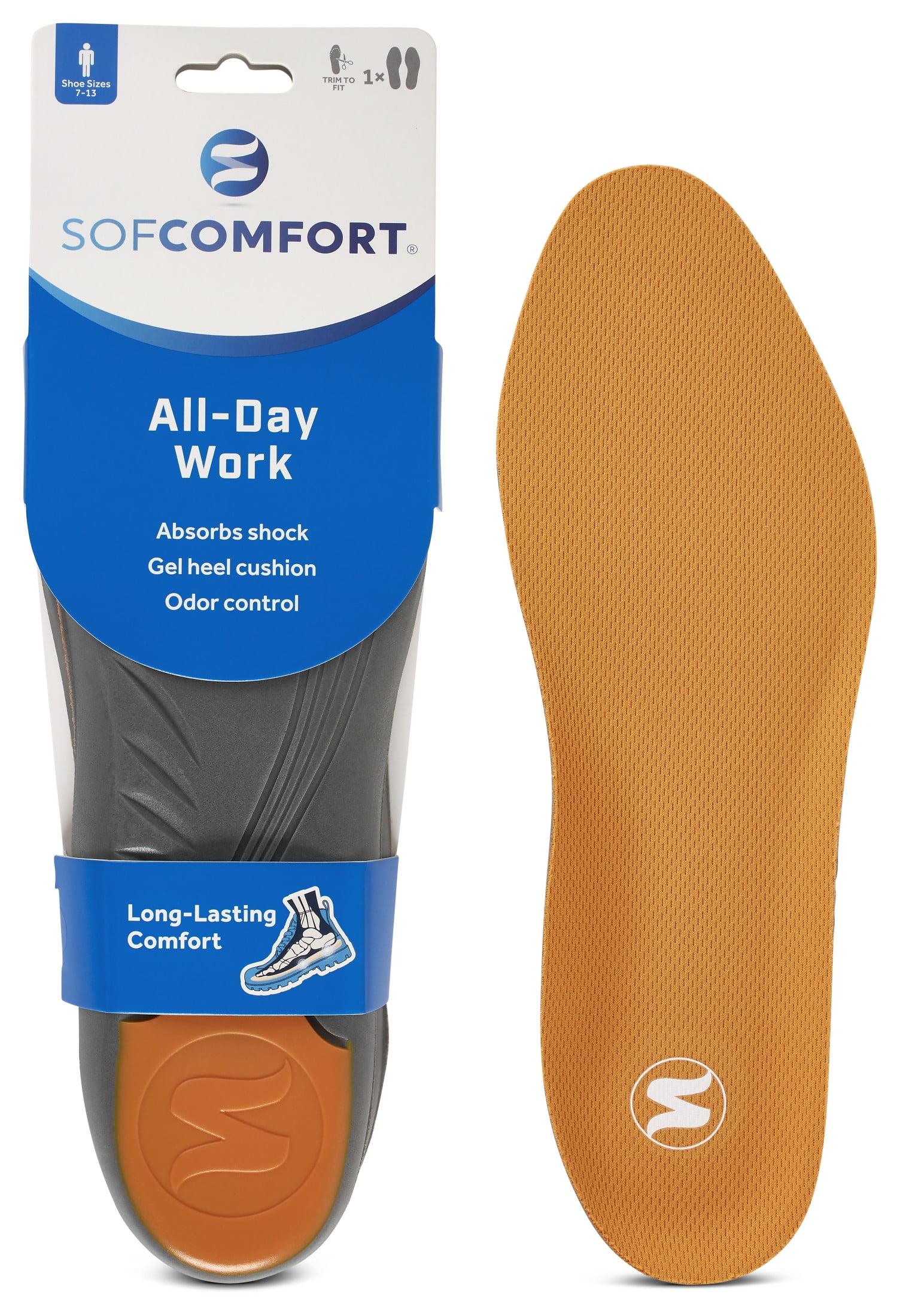 Sof Comfort Work Cushion Foam Insole Men's 7-13, Trim-to-Fit