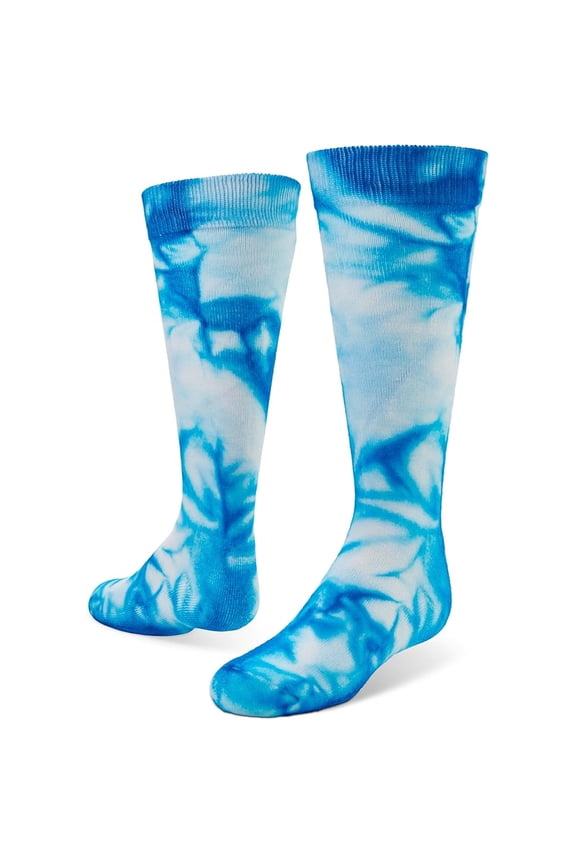 All Sport Over-The-Calf Team Athletic Performance Socks, Neon Blue Tie Dye, Small 13-14Y, 2 Pair