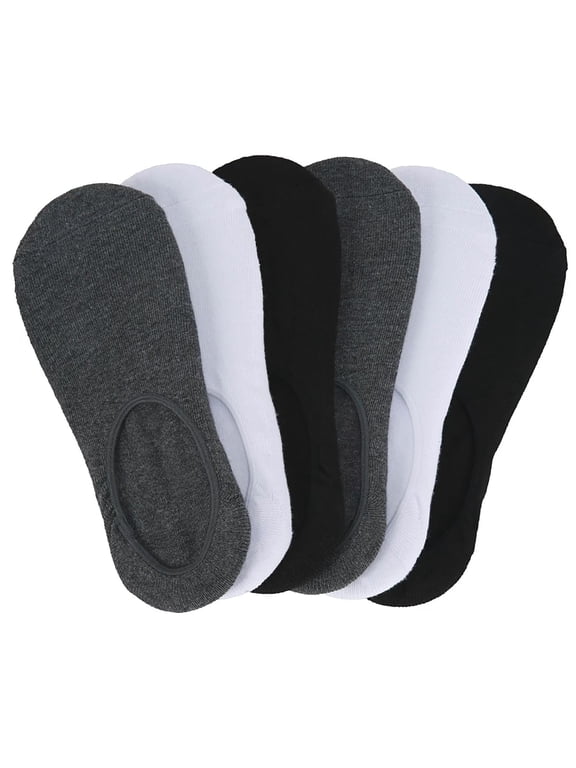 Comfort Footie Socks 6-Pack - Large - Gray/White/Black