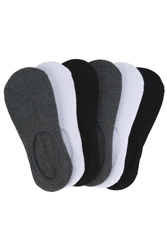 Comfort Footie Socks 6-Pack - Medium - Gray/White/Black