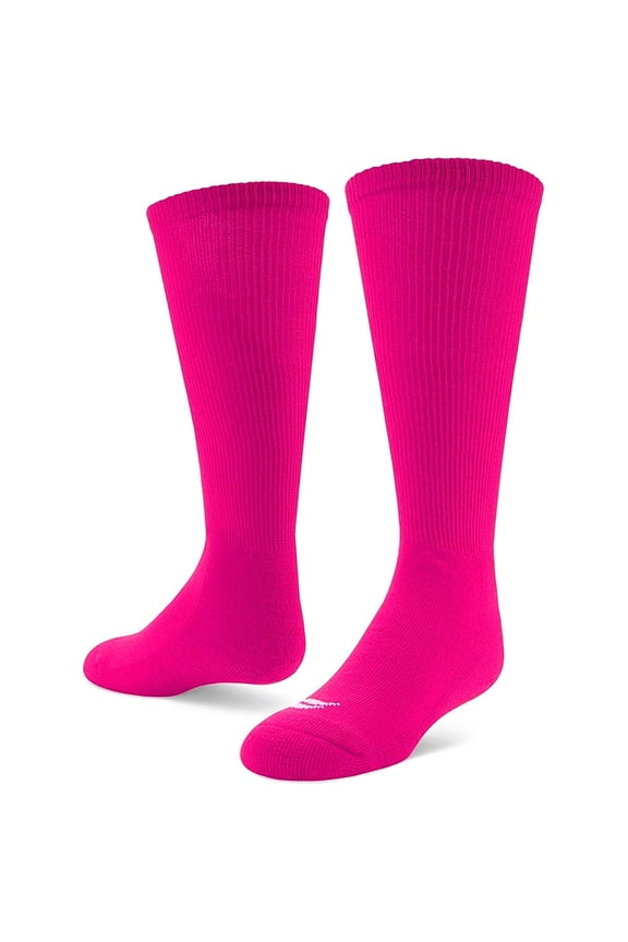 Football Over-The-Calf Team Athletic Performance Socks, Pink, Small 13-14Y, 2 Pair
