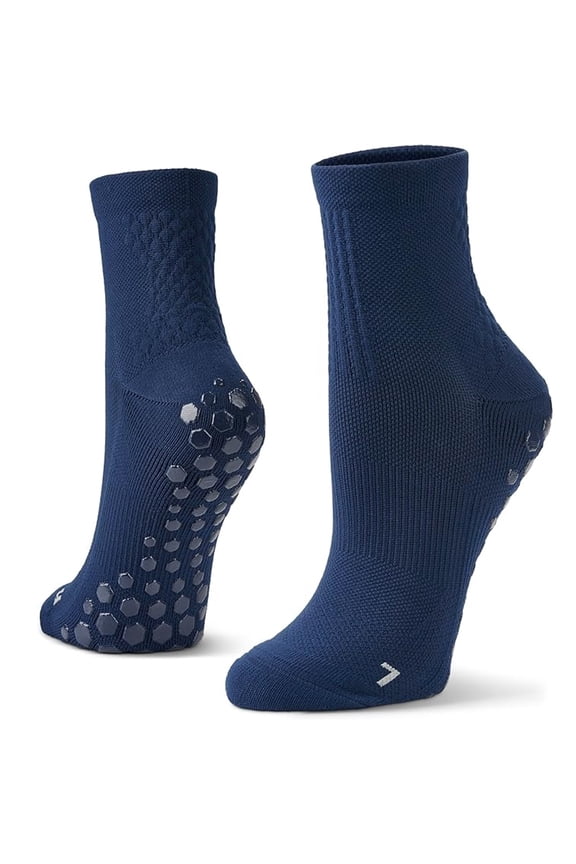 Half Crew Nylon Gripper Socks, Navy, Medium, W 5-10/M 4-8, 1 Pair