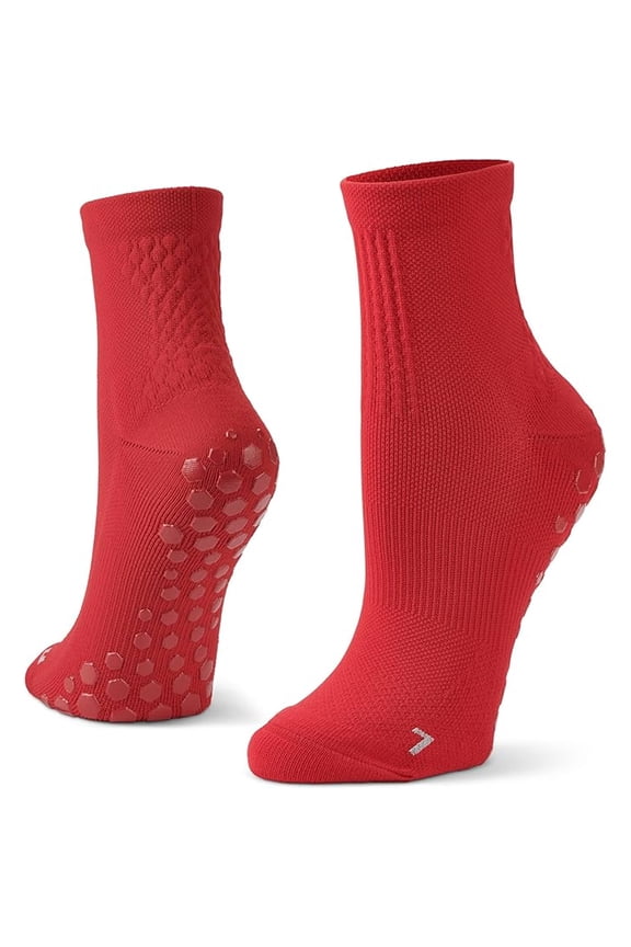 Half Crew Nylon Gripper Socks, Red, Large, W 10-13/M 8-12.5, 1 Pair