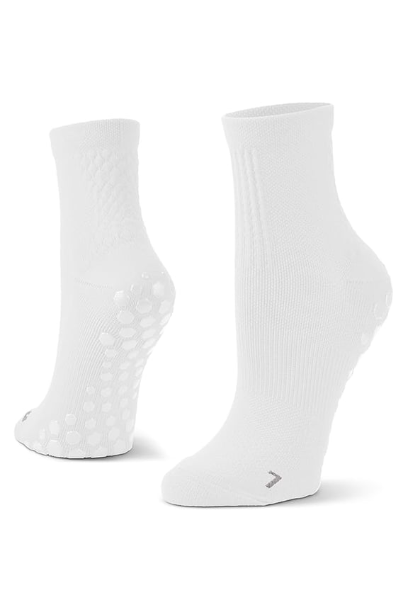 Half Crew Nylon Gripper Socks, White, Large, W 10-13/M 8-12.5, 1 Pair