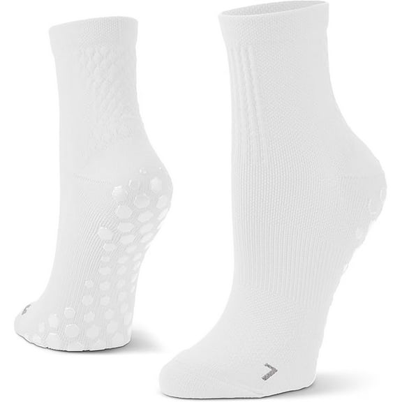 Sof Sole Half Crew Nylon Gripper Socks, White, Medium, W 5-10/M 4-8, 1 Pair