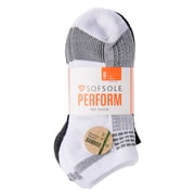 Sof Sole Performance No Show Bamboo Socks, Black/White/Gray, Large, 6 Pair