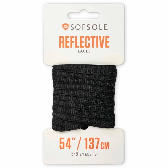 Sof Sole Reflective Oval Laces, Black, 54"