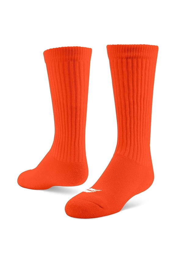 Soccer Over-The-Calf Team Athletic Performance Socks, Orange, Small 13-14Y, 2 Pair