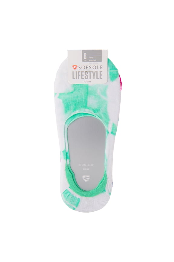 Women's Ultra No Show Comfort Invisible Liner Sock, Tie Dye Multi-color, One Size, 6 Pair