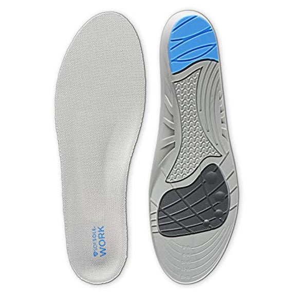 Sof Sole Women's Work Anti-Fatigue Full-Length Insole, Grey, Men's 8-13, Gray