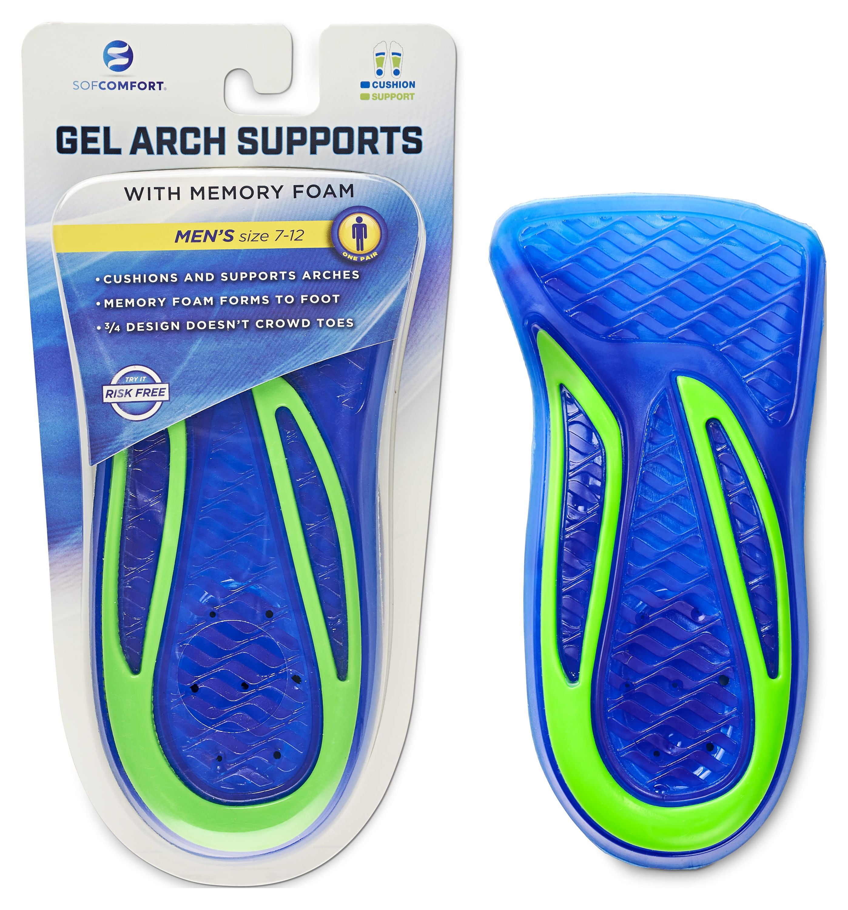 SofComfort Gel Arch Support Memory Foam Insole Men's 7-12 - Walmart.com