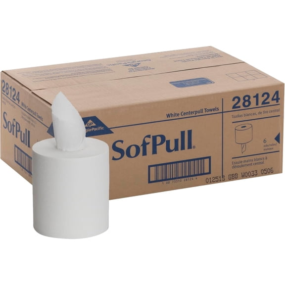 SofPull Centerpull Regular Capacity Premium Paper Towel, White, 28124, 324 Sheets Per Roll, 6 Rolls Per Case