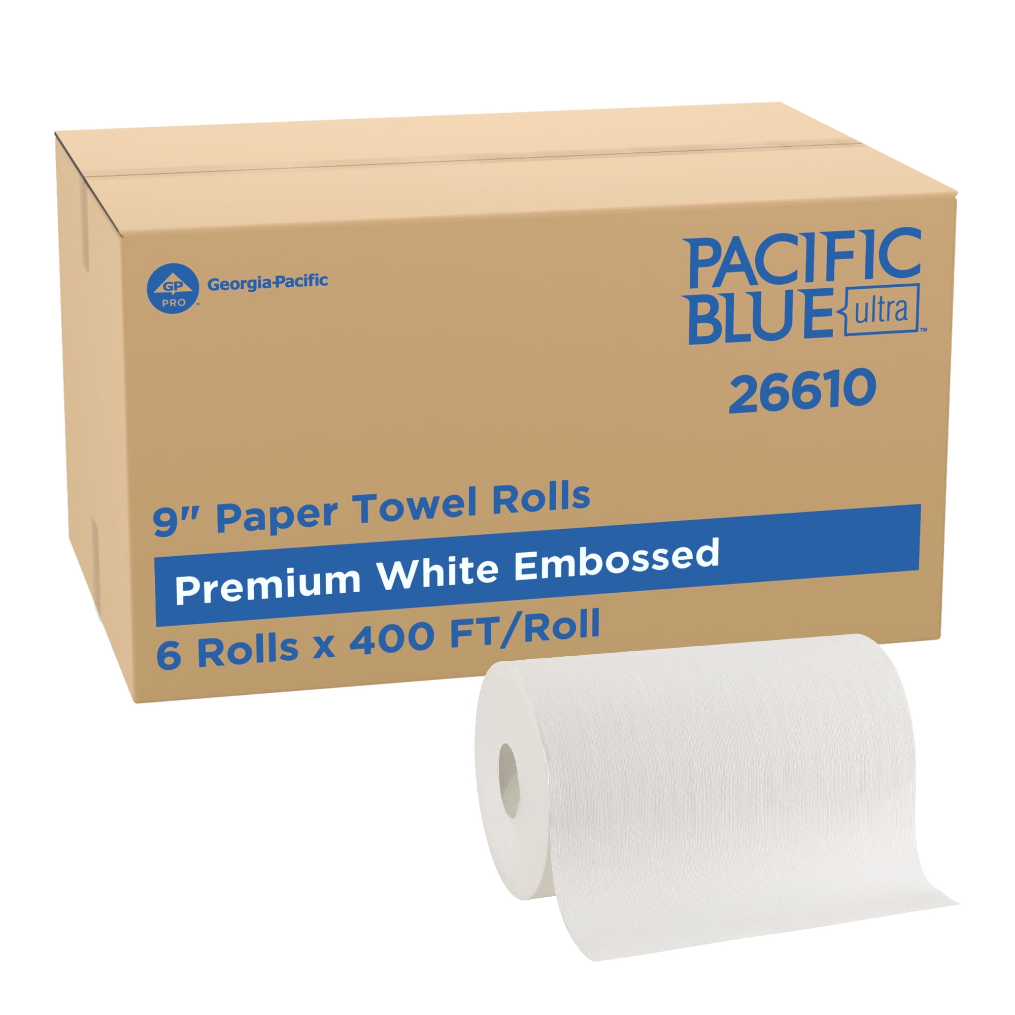 Pacific Blue, Paper Towel Rolls, 9‚Äù, 6 Rolls per Case, Embossed
