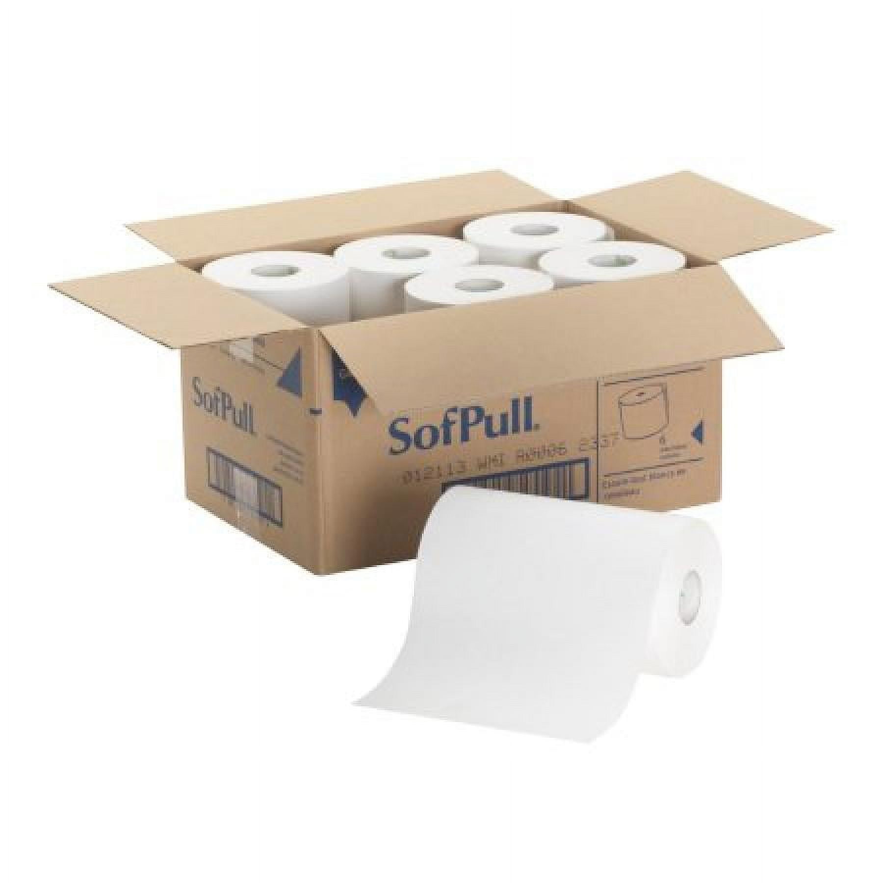 SofPull Paper Towel, Hardwound Roll, 9 Inches x 400 Feet, Hardwound Roll, White, 6 Count