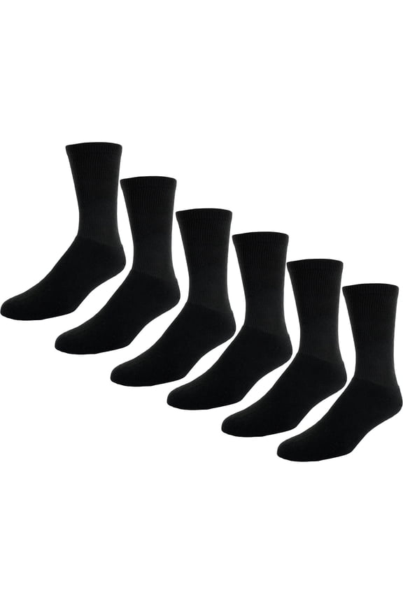 SofSole Comfort Crew Large 6Pk Black