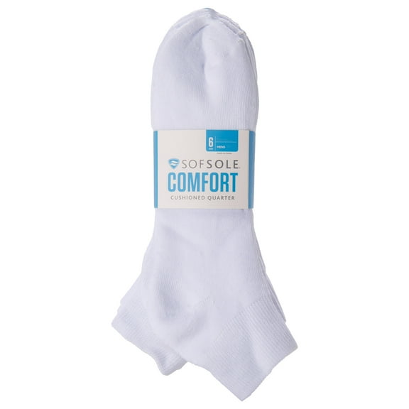 SofSole Comfort Quarter Extra Large 6Pk White