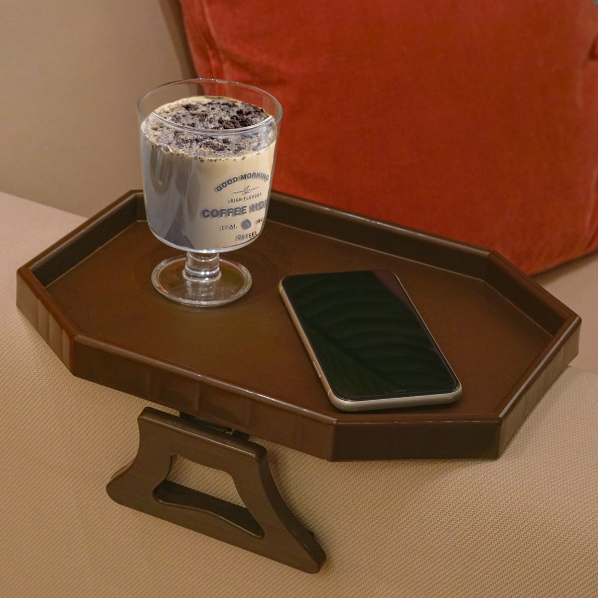 Sofa Arm Clip Table, Armrest Tray Table, Drinks/Remote Control/Snacks