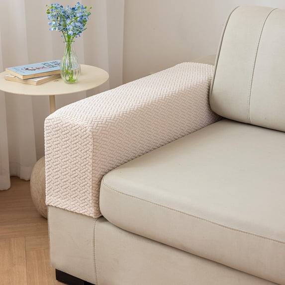 Sofa Arm Covers Stretch Protector Fits Medium Arm for Couch Washable Slipcover Home Decor(Beige)