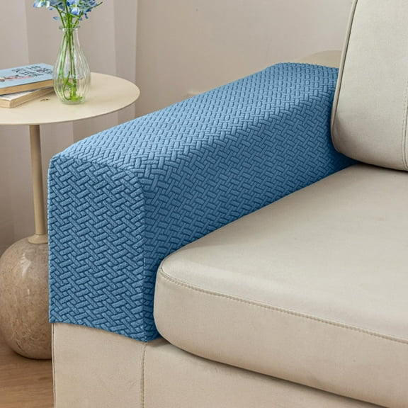Sofa Arm Covers Stretch Protector Fits 18x6-22x9 Inch Arm for Couch Washable Slipcover Home Decor(Blue)