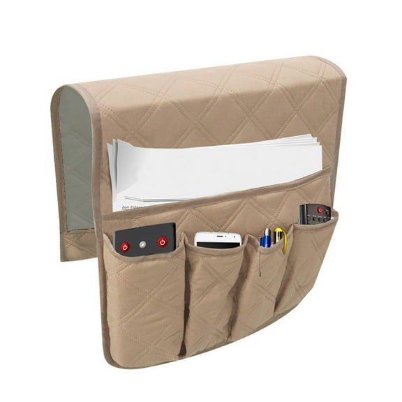 Sofa Arm Organizer Storage Bag, QQZ Waterproof Pouch for Remote Control Phone Pad, Easy Clean Pongee Fabric Couch Pocket Accessory Holder