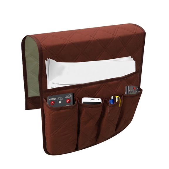 Sofa Arm Organizer Storage Bag, QQZ Waterproof Pouch for Remote Control Phone Pad, Easy Clean Pongee Fabric Couch Pocket Accessory Holder
