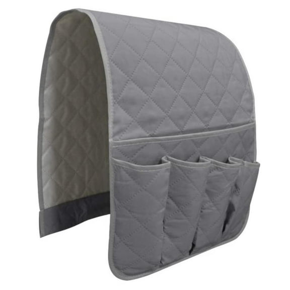 Sofa Arm Pocket Storage Bag 5 Pockets Chair Remote Control Bracket Bedside Rack 1Non Slip Couch Armrest Organizer Armchair Caddy Smart Phone Book Magazines Ipad Tv Holder (Gray)