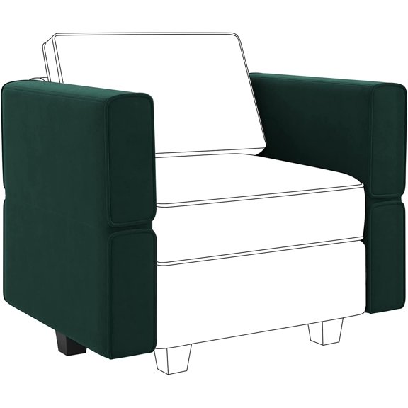 Sofa Armrest Backrest Module for Modular Sectional Sofa Couch Side Armrest, Backrest Velvet Green