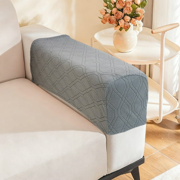 Sofa Armrest Covers 2pcs Thickened Elastic Polyester Fabric Protective Slipcovers Stain-Resistant Furniture Guard Green White Blue Gray Red 35.4×7.9×9.8in
