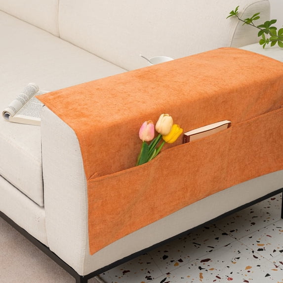 Sofa Armrest Covers, Couch Arm Protectors with 3 Pockets for Remote, Non-Slip Washable Slipcovers for Living Room Recliner, Chair, and Pet Furniture