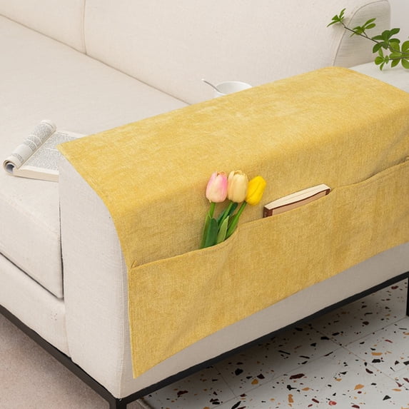 Sofa Armrest Covers, Couch Arm Protectors with 3 Pockets for Remote, Non-Slip Washable Slipcovers for Living Room Recliner, Chair, and Pet Furniture