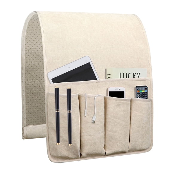 Sofa Armrest Organize Remote Holder Bedside Caddy Organizer with 5 Pockets，Non-slip Couch Remote Control Holder Couch Armchair Caddy Accessories