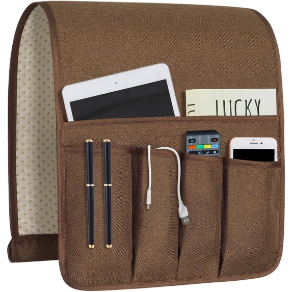 Sofa Armrest Organize remote holder bedside caddy organizer with 5 pockets,non-slip couch remote control holder couch armchair caddy accessories ( 35"x12.4")