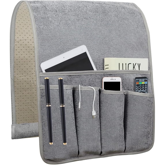 Sofa Armrest Organize remote holder bedside caddy organizer with 5 pockets,non-slip couch remote control holder couch armchair caddy accessories ( 35"x12.4")