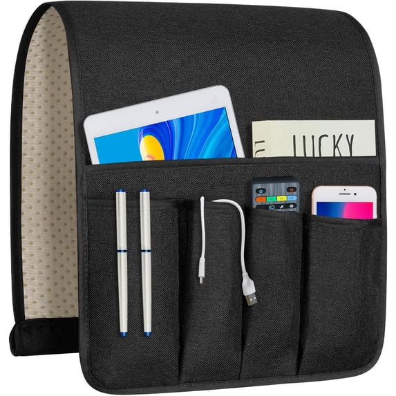 Sofa Armrest Organize remote holder bedside caddy organizer with 5 pockets,non-slip couch remote control holder couch armchair caddy accessories ( 35"x12.4")