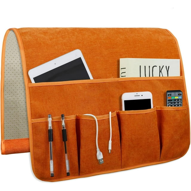 Sofa Armrest Organize remote holder bedside caddy organizer with 5 pockets，non-slip couch remote control holder couch armchair caddy accessories ( 35"x12.4")
