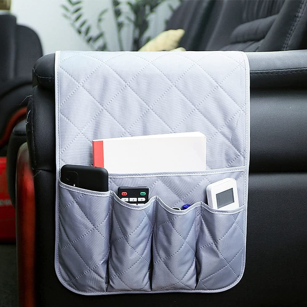 Sofa Armrest Organizer, Cotton Couch Arm Chair Caddy with 5 Pockets,Remote  Control Holder, Magazines Holder, Draped Over Sofa, Couch, Recliner Armrest  